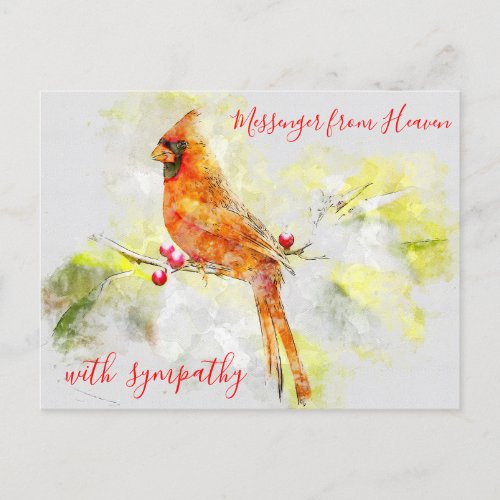 Watercolor Red Cardinal Messenger from Heaven Postcard