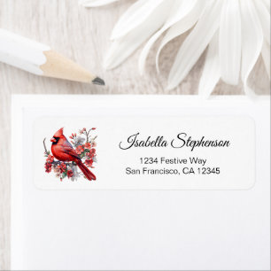 Watercolor Red Cardinal Return Address Label