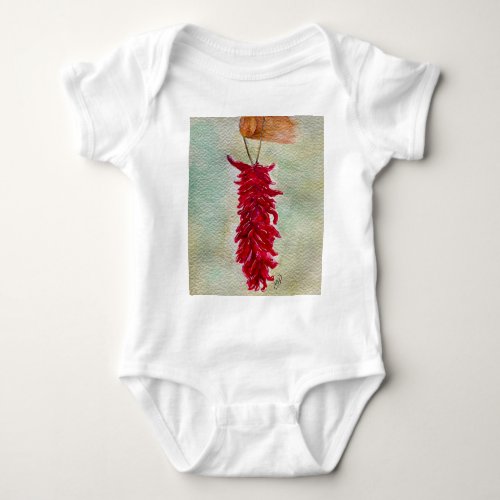 Watercolor Red Chile Ristra New Mexico Baby Bodysuit