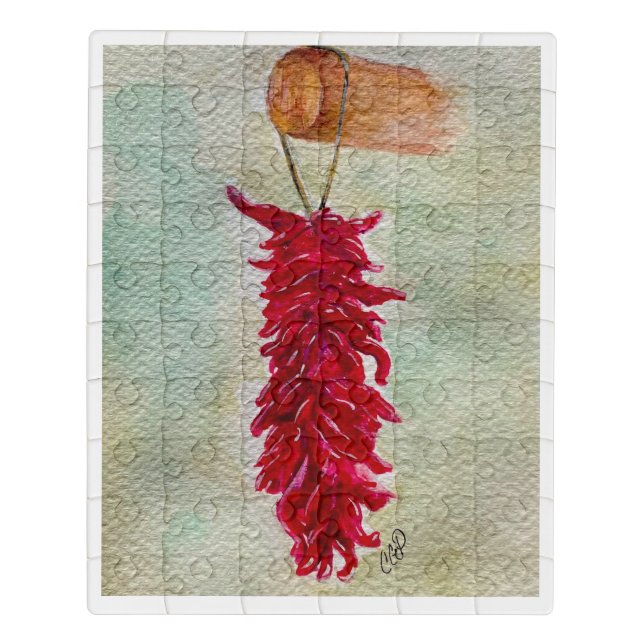 Watercolor Red Chile Ristra New Mexico Jigsaw Puzzle (Puzzle Vertical)