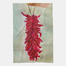 Watercolor Red Chile Ristra New Mexico