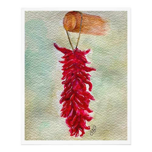 Watercolor Red Chile Ristra New Mexico Photo Print