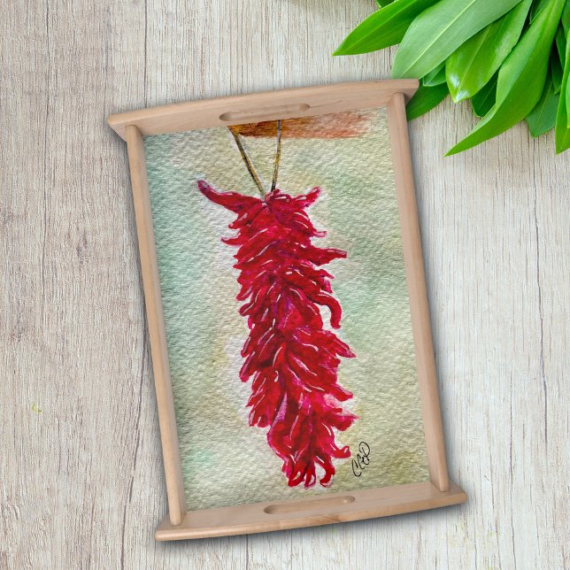 Watercolor Red Chile Ristra New Mexico Serving Tray (Creator Uploaded)