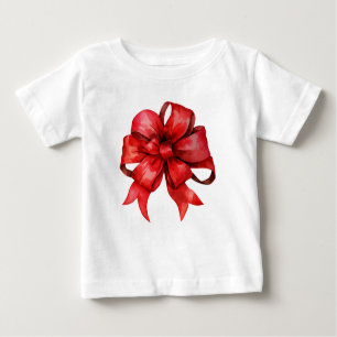 Watercolor Red Christmas Bow Baby T-Shirt