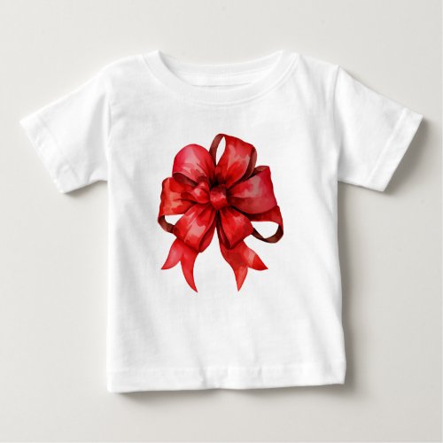 Watercolor Red Christmas Bow Baby T_Shirt