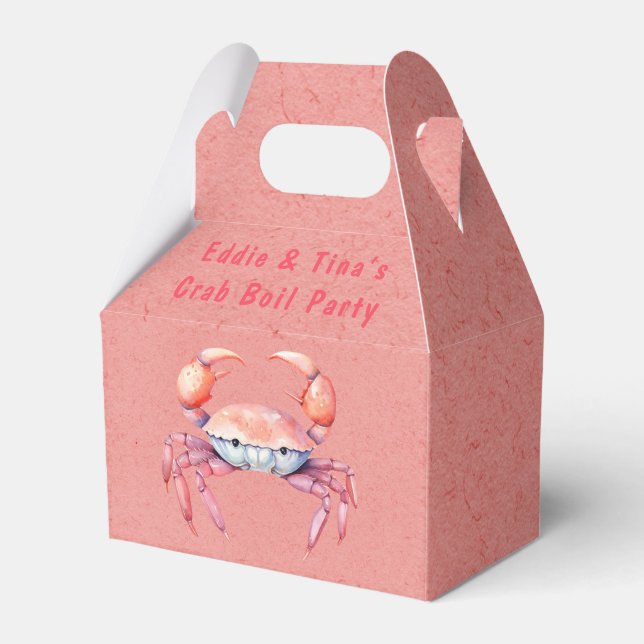 Watercolor Red Crab Boil Party Favor Boxes (Front Side)