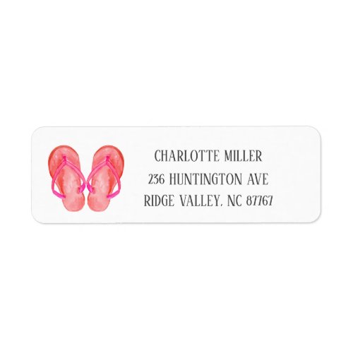 Watercolor Red Flip Flops Address Label