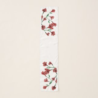Watercolor Red Floral Chiffon Scarf