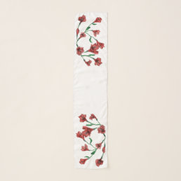 Watercolor Red Floral Chiffon Scarf