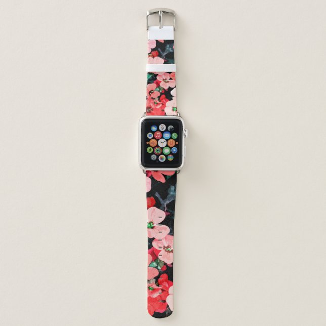 Watercolor Red Flower Apple Watch Band (Front)