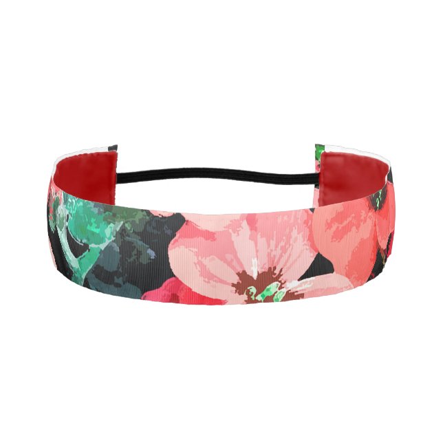 Watercolor Red Flower Athletic Headband (Front)