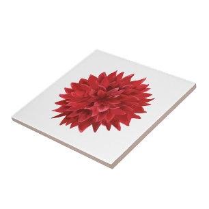 Watercolor Red Flower Ceramic Tile