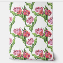 Watercolor red flowers pattern