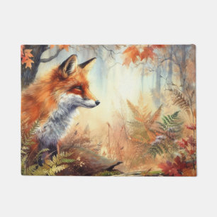 Watercolor Red Fox Fall Autumn Color Nature  Doormat