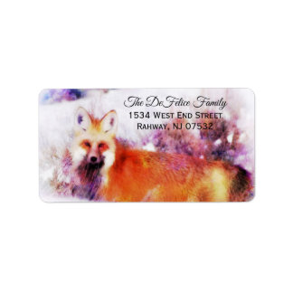 Watercolor Red Fox Resting Label