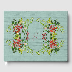 Watercolor Red Gerbera Daisy w/ Greenery Guest Book