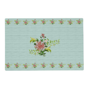 Watercolor Red Gerbera Daisy w/ Greenery Placemat