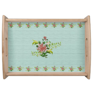 Watercolor Red Gerbera Daisy w/ Greenery Serving Tray