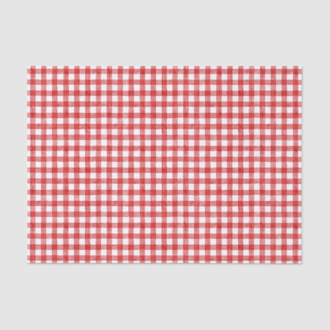 Watercolor Red Gingham Tissue Paper (Front)