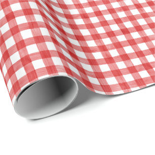Watercolor Red Gingham Wrapping Paper