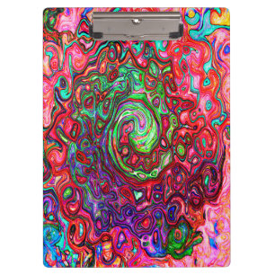Watercolor Red Groovy Abstract Retro Liquid Swirl Clipboard