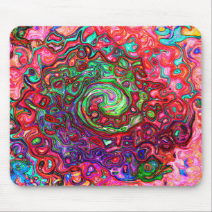 Watercolor Red Groovy Abstract Retro Liquid Swirl Mouse Pad