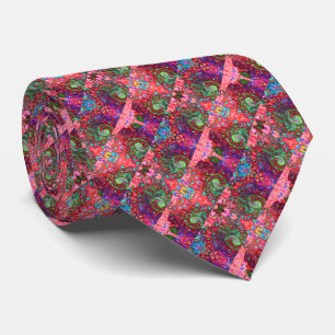 Watercolor Red Groovy Abstract Retro Liquid Swirl Neck Tie