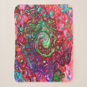 Watercolor Red Groovy Abstract Retro Liquid Swirl Sherpa Blanket