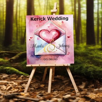 Watercolor Red Heart In Letter Wedding  Poster by PoeticPastries at Zazzle