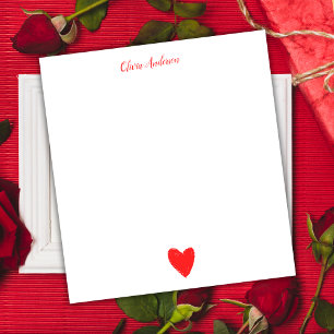 Watercolor Red Heart  Valentines Day Personalized  Notepad