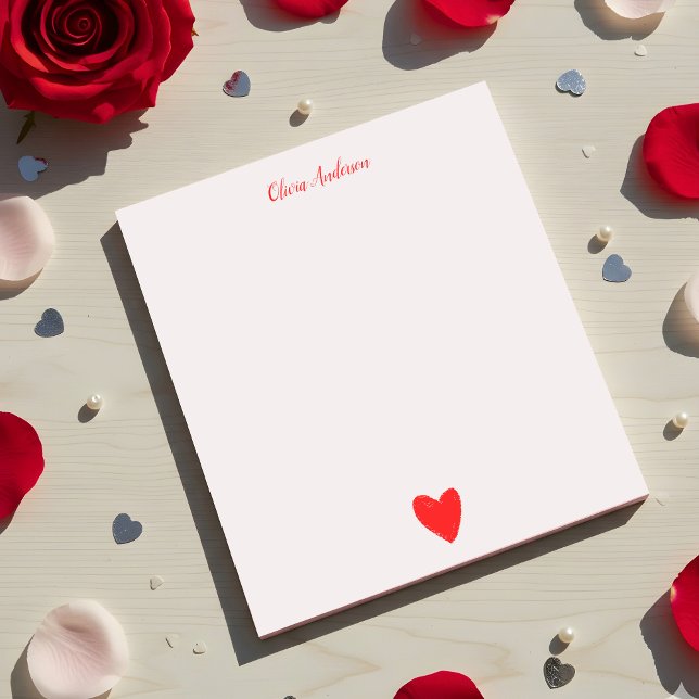 Watercolor Red Heart  Valentines Day Personalized  Notepad (Creator Uploaded)