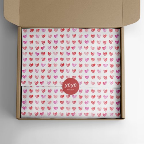 Watercolor Red Hearts Tissue Paper