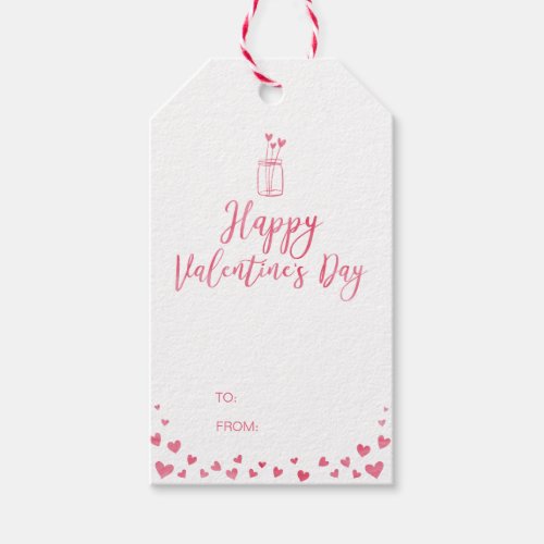 Watercolor Red Hearts Valentines Day Gift Gift Tags