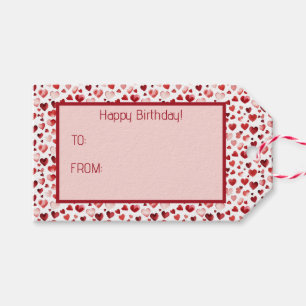 Watercolor Red Hearts Valentine's Day Gift Tags