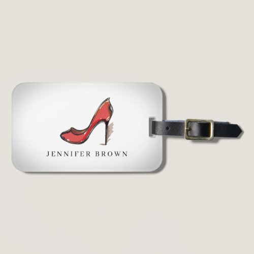 Watercolor Red High Heel Shoe Stiletto Luggage Tag Watercolor Red High Heel Shoe Stiletto Luggage Tag