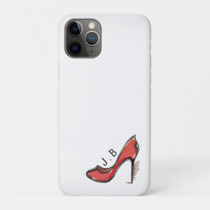 Watercolor Red High Heel Shoe Stiletto Monogrammed iPhone 11 Pro Case
