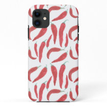 watercolor red hot chillies iPhone 11 case