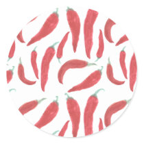 watercolor red hot chillies classic round sticker