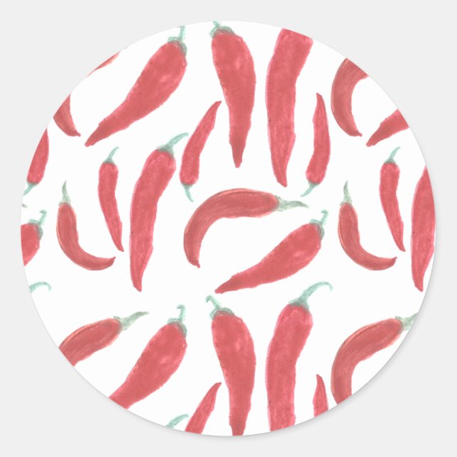watercolor red hot chillies classic round sticker (Front)