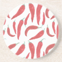 watercolor red hot chillies coaster