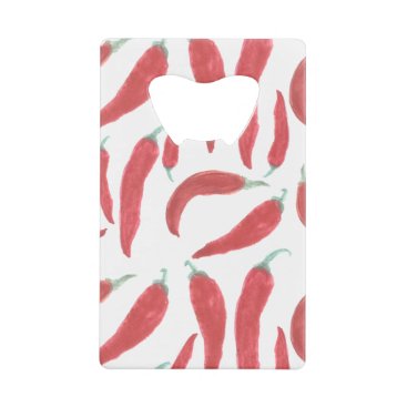 watercolor red hot chillies credit card bottle opener