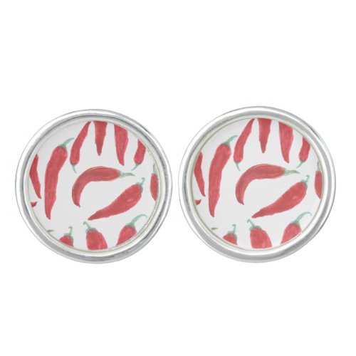 watercolor red hot chillies cufflinks