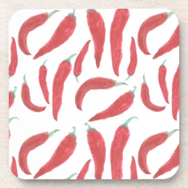 watercolor red hot chillies drink coaster