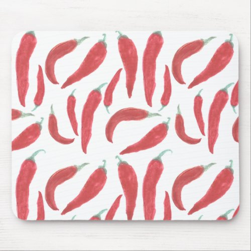 watercolor red hot chillies mouse pad