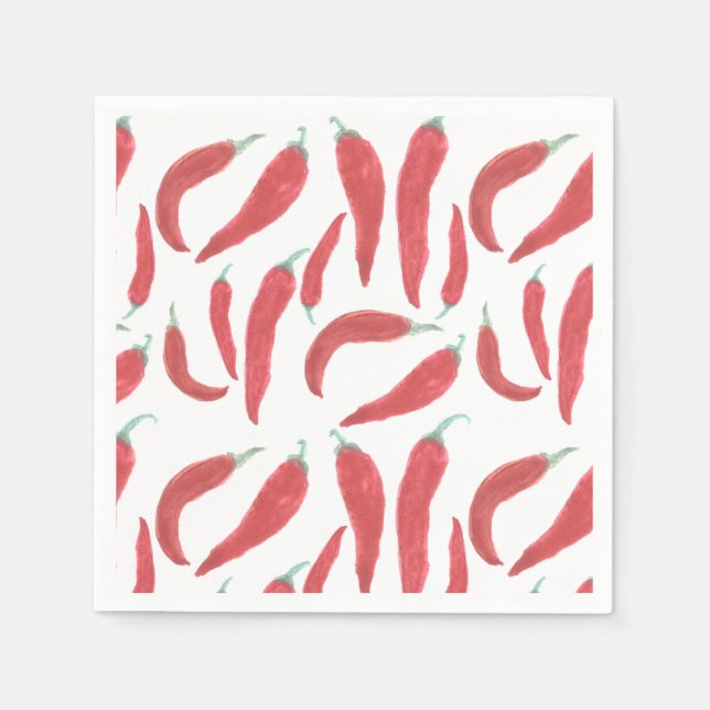 watercolor red hot chillies napkins (Front)