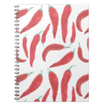 watercolor red hot chillies notebook