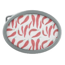 watercolor red hot chillies oval belt buckle