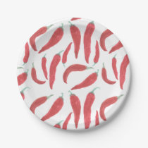 watercolor red hot chillies paper plates