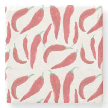 watercolor red hot chillies stone coaster