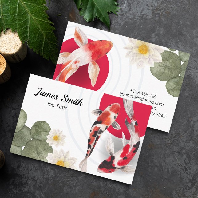 Watercolor Red Koi fish Japanese Art  Business Card (Creator Uploaded)